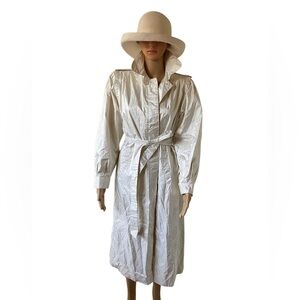 WEATHER WISE By Micki! Vintage White Belted Vintage Trench Rain Coat 7/8